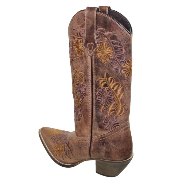 Rawhide Abilene Western Two Tone Earthy Brown Vintage Leather Snip Toe B… - Picture 4 of 11